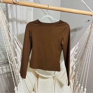 Brown Long Sleeve Women's Top